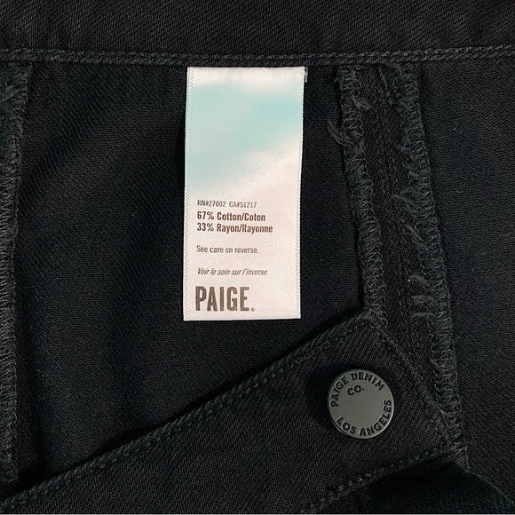 Paige Scalloped Button Front Francesca Denim Mini Skirt Size 30 in Black‎ - Picture 6 of 7
